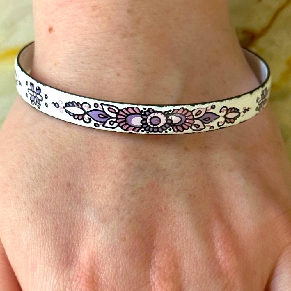 Limoges White and Pink Floral Bracelet​